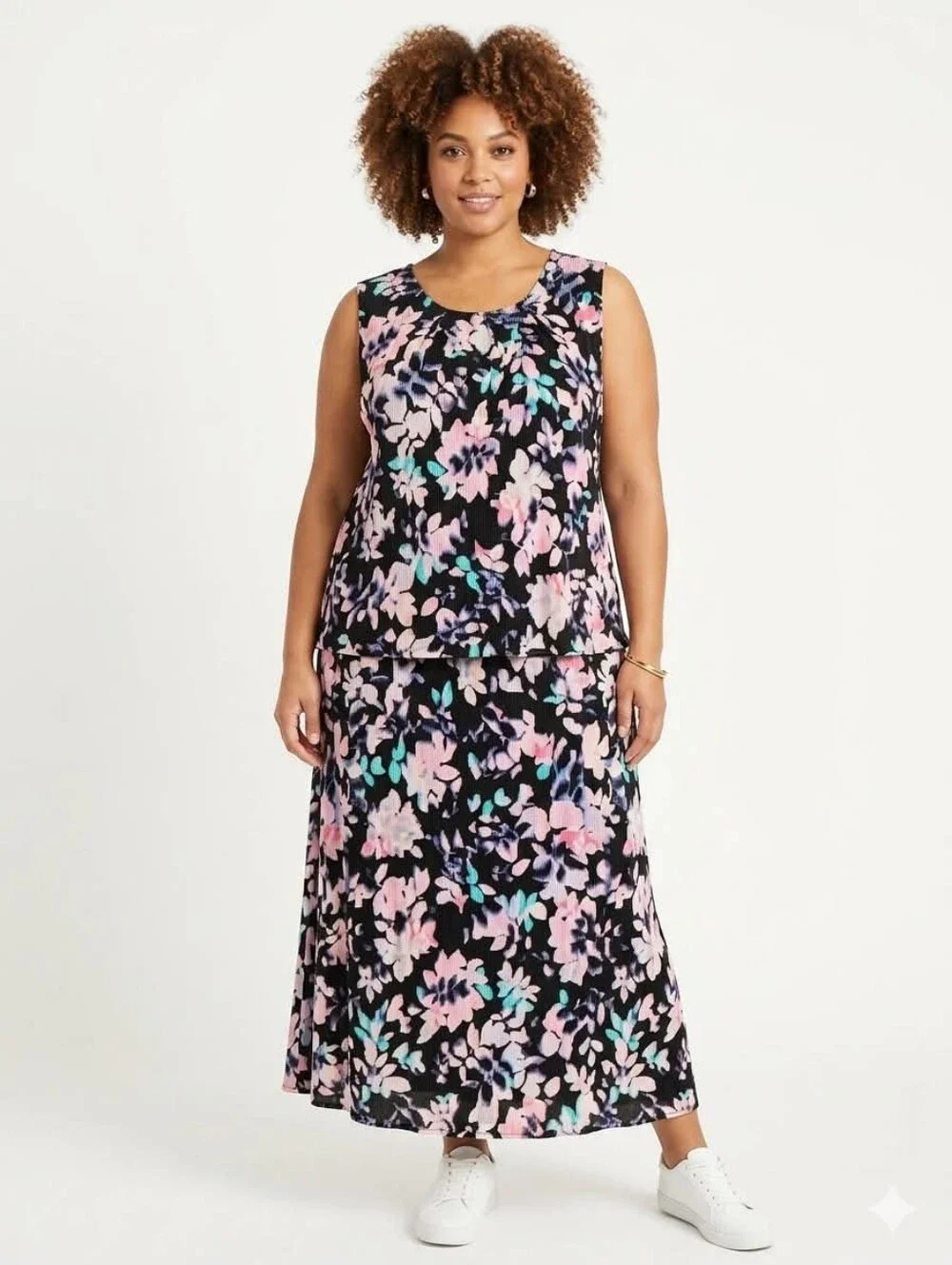 Jones Studio VINTAGE 2- Piece Set Floral Sleeveless Blouse 2X and Skirt Size 1X - Picture 1 of 10